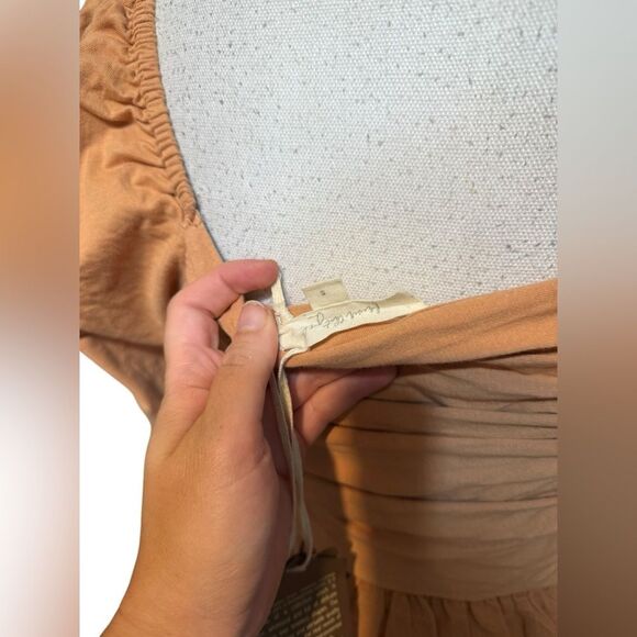 NWT Forever That Girl Sz S Linen Blend Ruched Babydoll Mini Dress - Picture 4 of 5